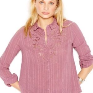 Free People Purple Button Up